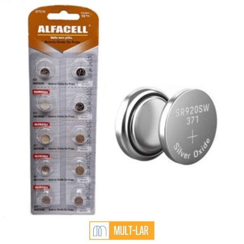 BATERIA 371C10 CARTELA COM 10 UNIDADES ALFACELL