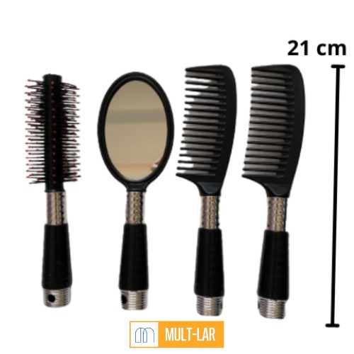 ESCOVA E PENTE PARA CABELO KIT COM 4 PEÇAS RJ1366