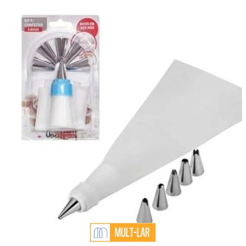 KIT CONFEITEIRO BISNAGA DE CONFEITAR COM 6 BICOS 3471