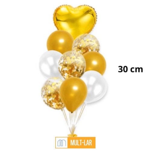 BALÃO LATEX/METALIZADO KIT COM 9 UNIDADES HJS-9