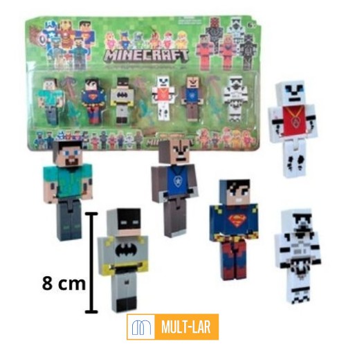 BONECO MINECRAFT CARTELA COM 6 BONECOS 15200 - Mult-Lar