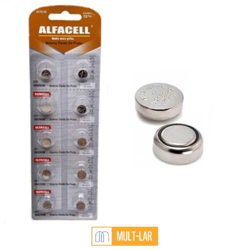 BATERIA 377C10 CARTELA COM 10 UNIDADES ALFACELL