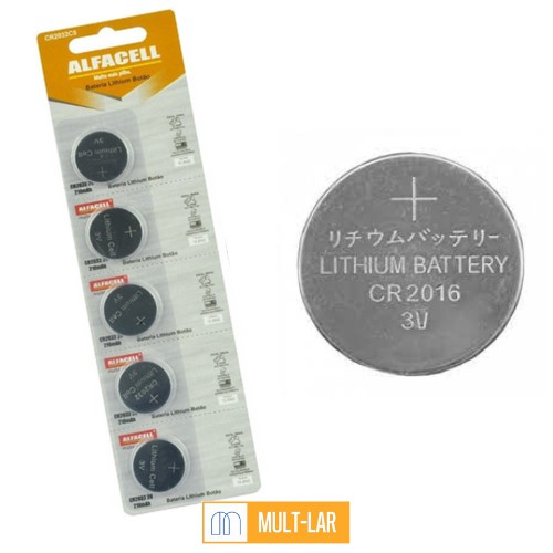 BATERIA 2016 CARTELA COM 5 UNIDADES CR2016C5 ALFACELL