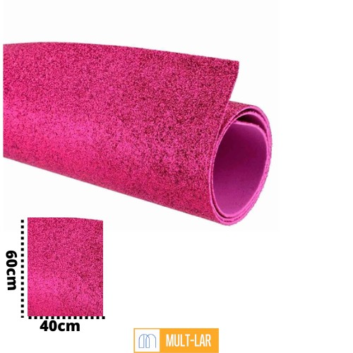EVA COM GLITER ROSA PINK 40 X 60 CM PACOTE COM 10 FOLHAS WPE30019