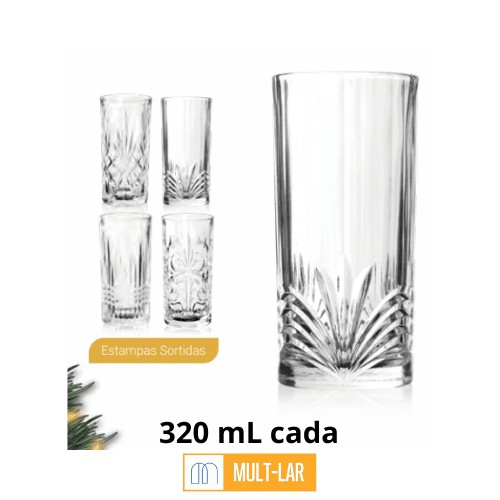 COPO DECORADO DE VIDRO KASSEL 320 ML H189