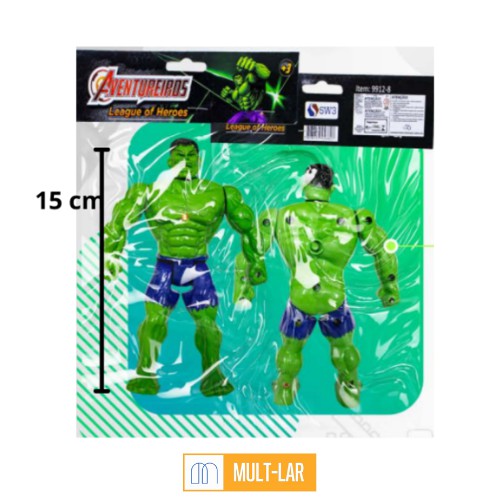 HEROI HULK COM LUZ 15 CM 9912-8