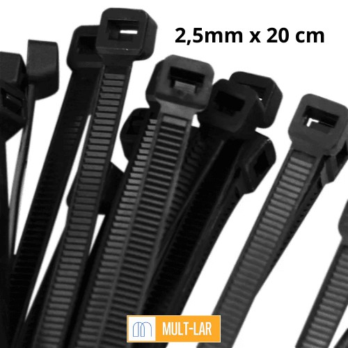 ABRAÇADEIRA ENFORCA GATO DE NYLON PRETA 2,5 MM X 20 CM PACOTE COM 100 UNIDADES YP7366