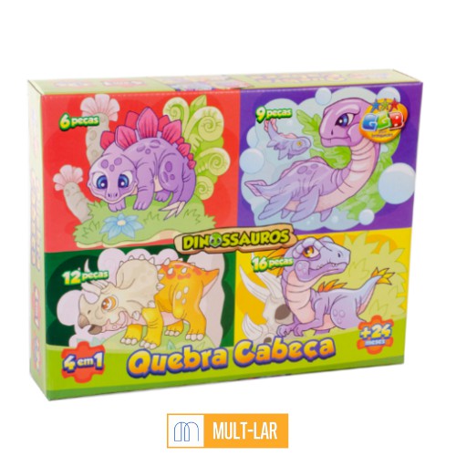 JOGO QUEBRA CABEÇA 4 EM 1 DINOSSAUROS 1007