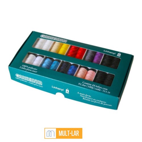 LINHA DE COSTURA GABRIELINHA CAIXA COM 48 TUBOS CORES SORTIDAS