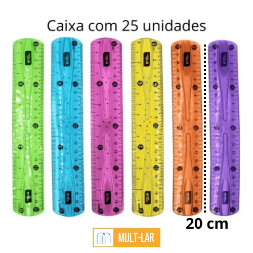 REGUA FLEXÍVEL 20 CM CAIXA COM 25 UNIDADES 2216018