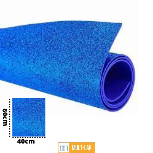 EVA COM GLITTER 40 X 60 CM AZUL ESCURO PACOTE COM 5 FOLHAS 1715027