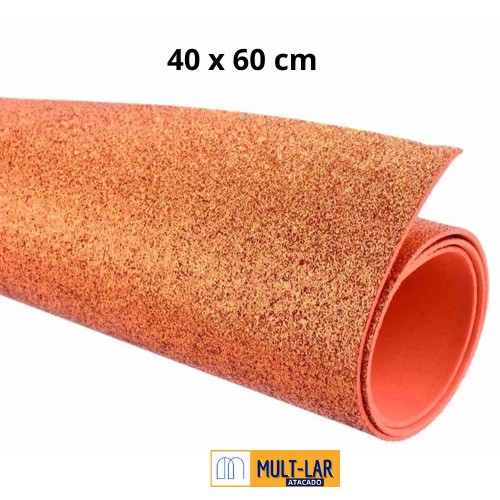 EVA GLITTER LARANJA COM 5 FOLHAS 40 X 60 CM 1715046
