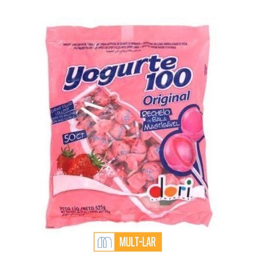 PIRULITO RECHEADO SABOR IOGURTE DE MORANGO PACOTE COM 525 GRAMAS