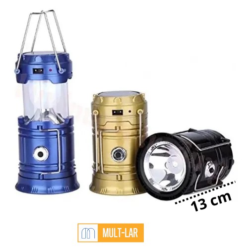 LAMPIAO SOLAR LANTERNA RECARREGÁVEL MK-10-0318