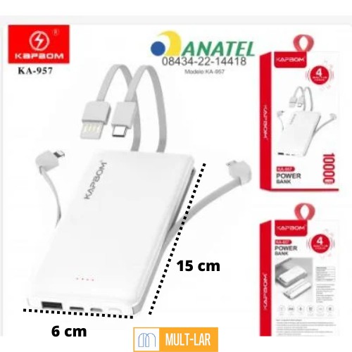 CARREGADOR PORTATIL 10000 MAH KA-957