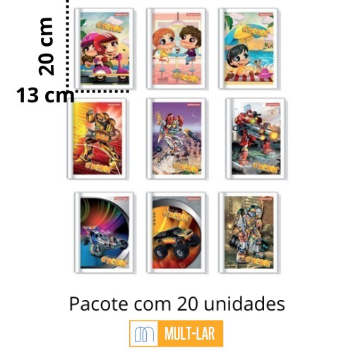 CADERNO CAPA MOLE 1/4 ESPIRAL 48 FOLHAS PACOTE COM 20 UNIDADES