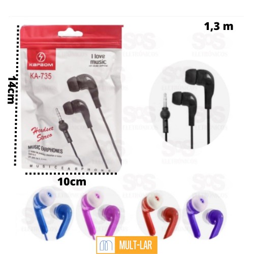FONE DE OUVIDO SEM MICROFONE KA-735