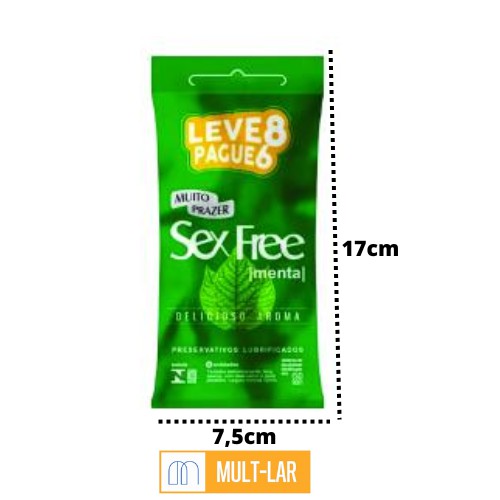 PRESERVATIVO MASCULINO SABOR MENTA LEVE 8 PAGUE 6  PACOTE C/ 8 UNIDADES