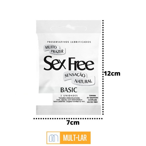 PRESERVATIVO MASCULINO BASIC LUBRIFICADO PACOTE C/ 3 UNIDADES
