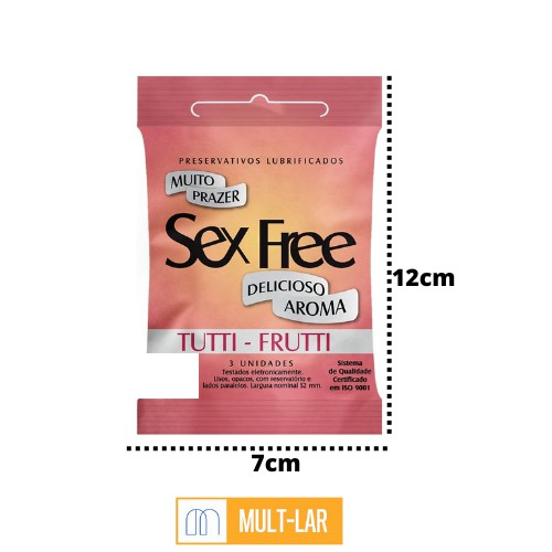 PRESERVATIVO MASCULINO SABOR TUTTI FRUTTI PACOTE C/ 3 UNIDADES