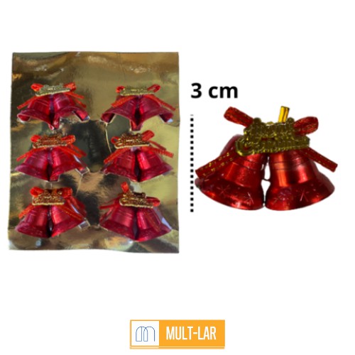 SINO ENFEITE DE NATAL 3 CM PACOTE COM 6 UN E72022
