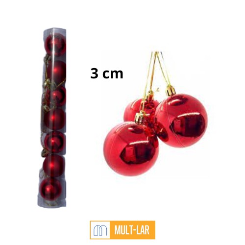 BOLA ARVORE NATAL 3 CM TUBO COM 7 UNIDADES NTB60092