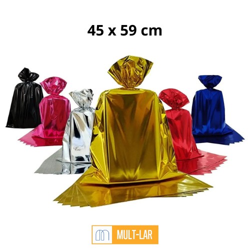 SACO PRESENTE 45 X 59 CM LISO METALIZADO PACOTE COM 25 UN ME30195