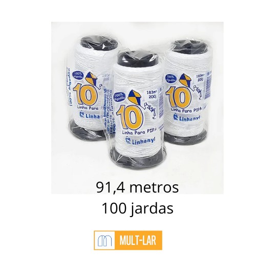 LINHA DE PIPA 100 JARDAS PACOTE COM 12 UNIDADES AP101