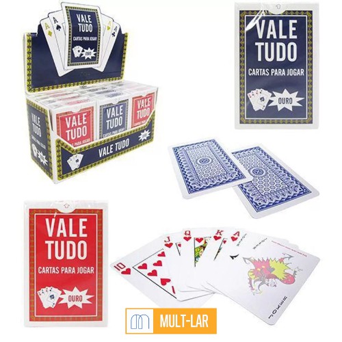 BARALHO VALE TUDO CARTAS PARA JOGAR CAIXA COM 12 BARALHOS 93030