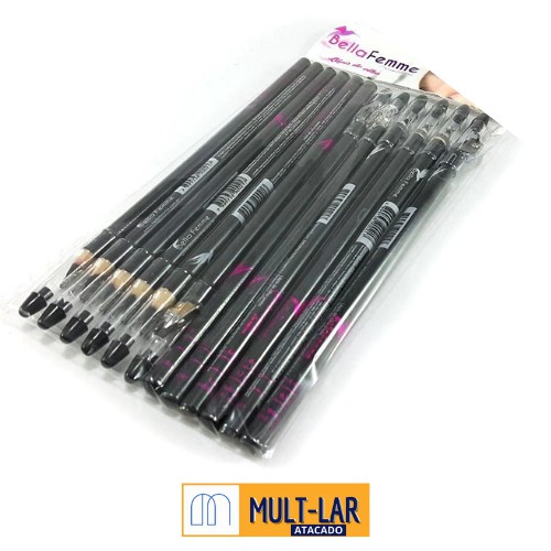 LAPIS DE OLHO PRETO COM APONTADOR 12 UNIDADES BF10003