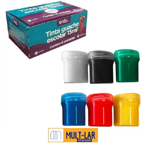 TINTA GUACHE 15ML ESCOLAR COM 6 CORES