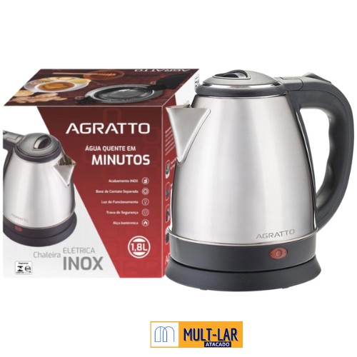 CHALEIRA ELÉTRICA INOX 127V 1,8 LITROS AGRATTO