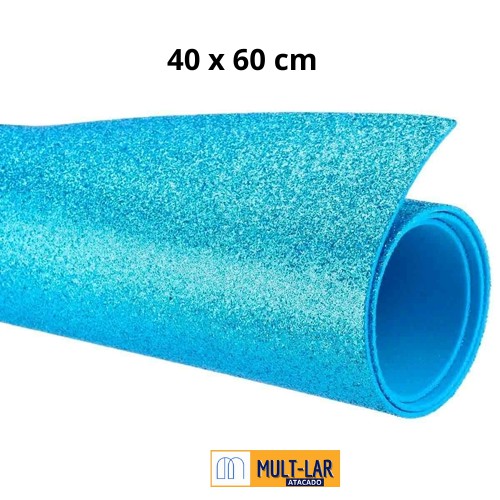 EVA GLITER COM 5 FOLHAS AZUL CLARO 40 X 60 CM 1715032