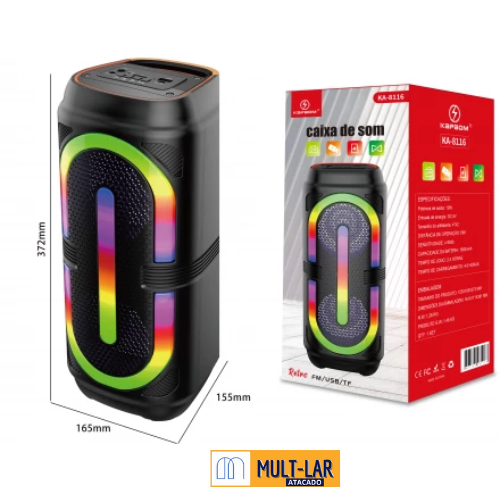 CAIXA DE SOM COM LED KA-8116