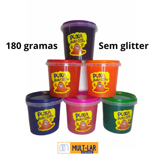 SLIME PUXA PUXA 180 GRAMAS CAIXA COM 12 POTES