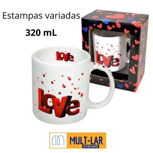 CANECA PORCELANA LOVE NA CAIXA 320ML 1850