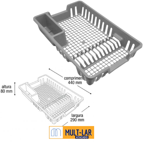 ESCORREDOR PLASTICO DE LOUÇA CINZA 25646