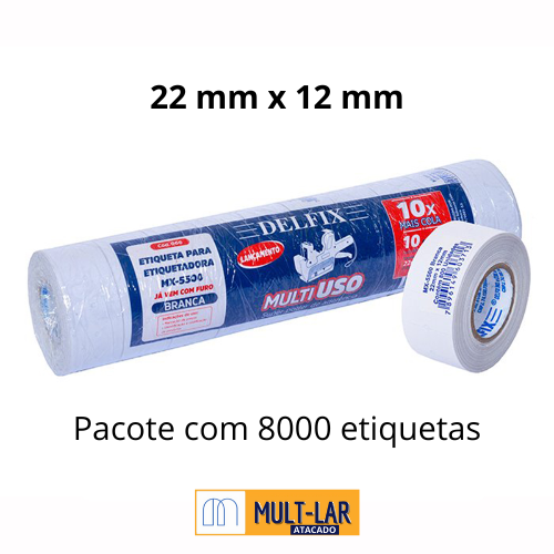 ETIQUETA BRANCA 22MM X 12M C/ 8000 UN 066