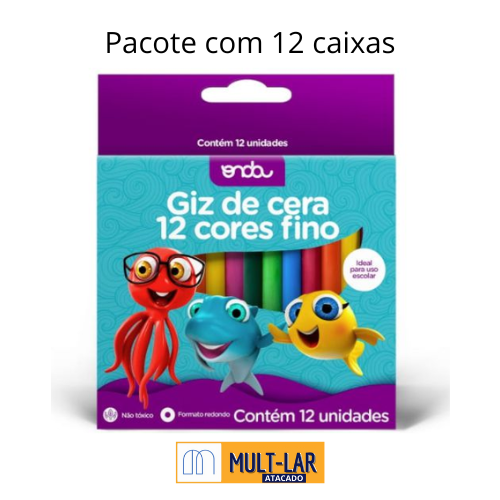 GIZ DE CERA FINO 12 CORES C/ 12 CAIXAS 1811023
