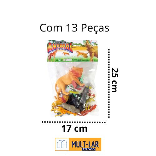 KIT ANIMAIS SELVAGENS COM 13 PEÇAS