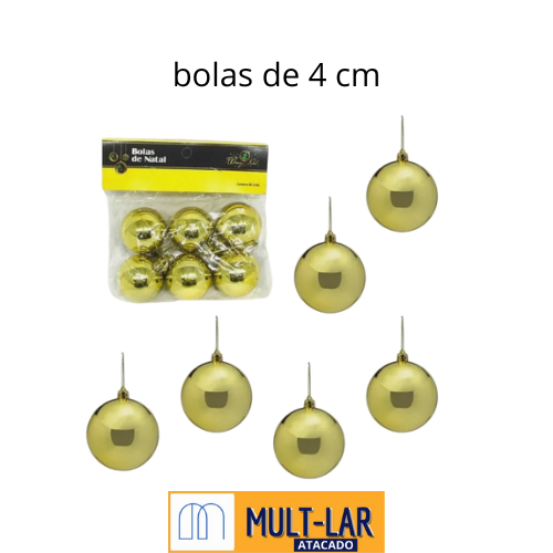 ENFEITE BOLA LISA NATAL C/6PÇS 4CM NTB1002D