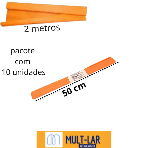 PAPEL CREPOM LARANJA 220 PCT C/ 10