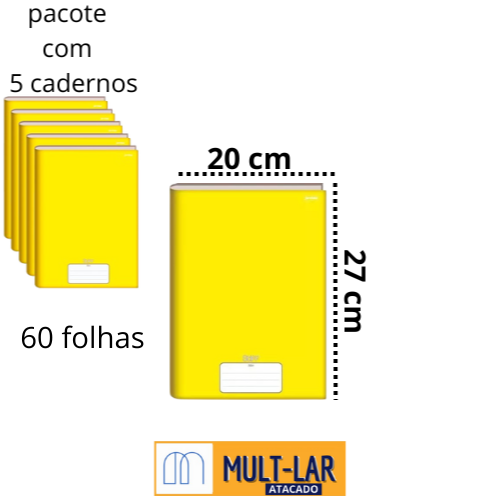 CADERNO BROCHURA DE DESENHO 96 FLS PCT C/ 5 AMARELO