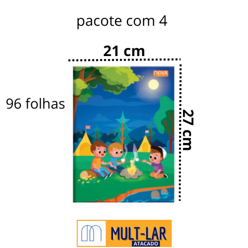 CADERNO BROCHURA 96 FLS PCT C/ 4 NOVA TURMINHA