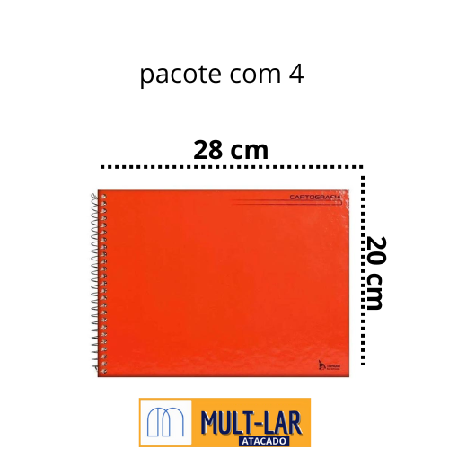 CADERNO DE DESENHO ESPIRAL 96 FLS PCT C/ 4 LARANJA