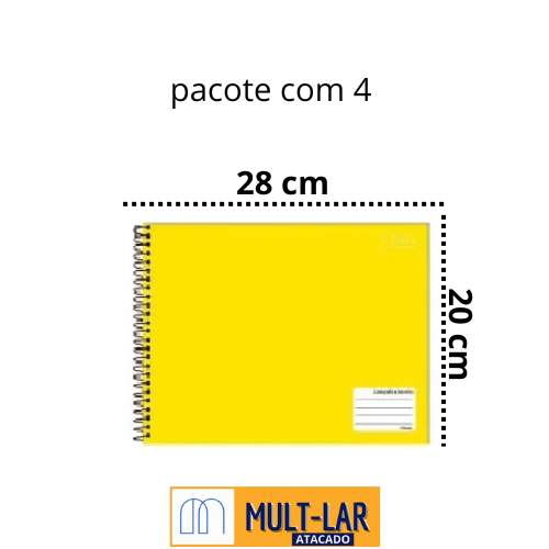 CADERNO DE DESENHO ESPIRAL 96 FLS PCT C/ 4 AMARELO