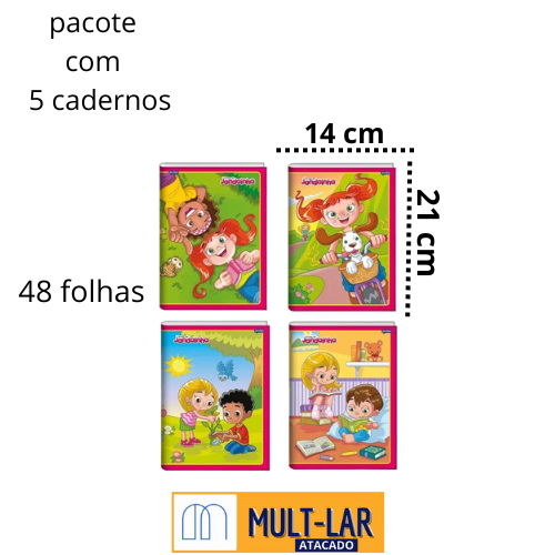 CADERNO BROCHURA 1/4 48 FLS PCT C/ 5 NOVA TURMINHA
