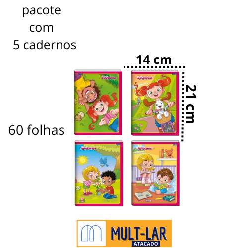 CADERNO BROCHURA 1/4 60 FLS PCT C/ 5 CALIGRAFIA