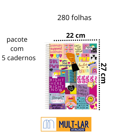 CADERNO ESPIRAL FEM. 20 MAT. 280 FLS PCT C/ 2