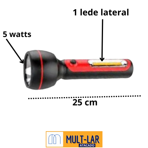 LANTERNA RECARREGAVEL 1 LED 5+1W CRS-3227